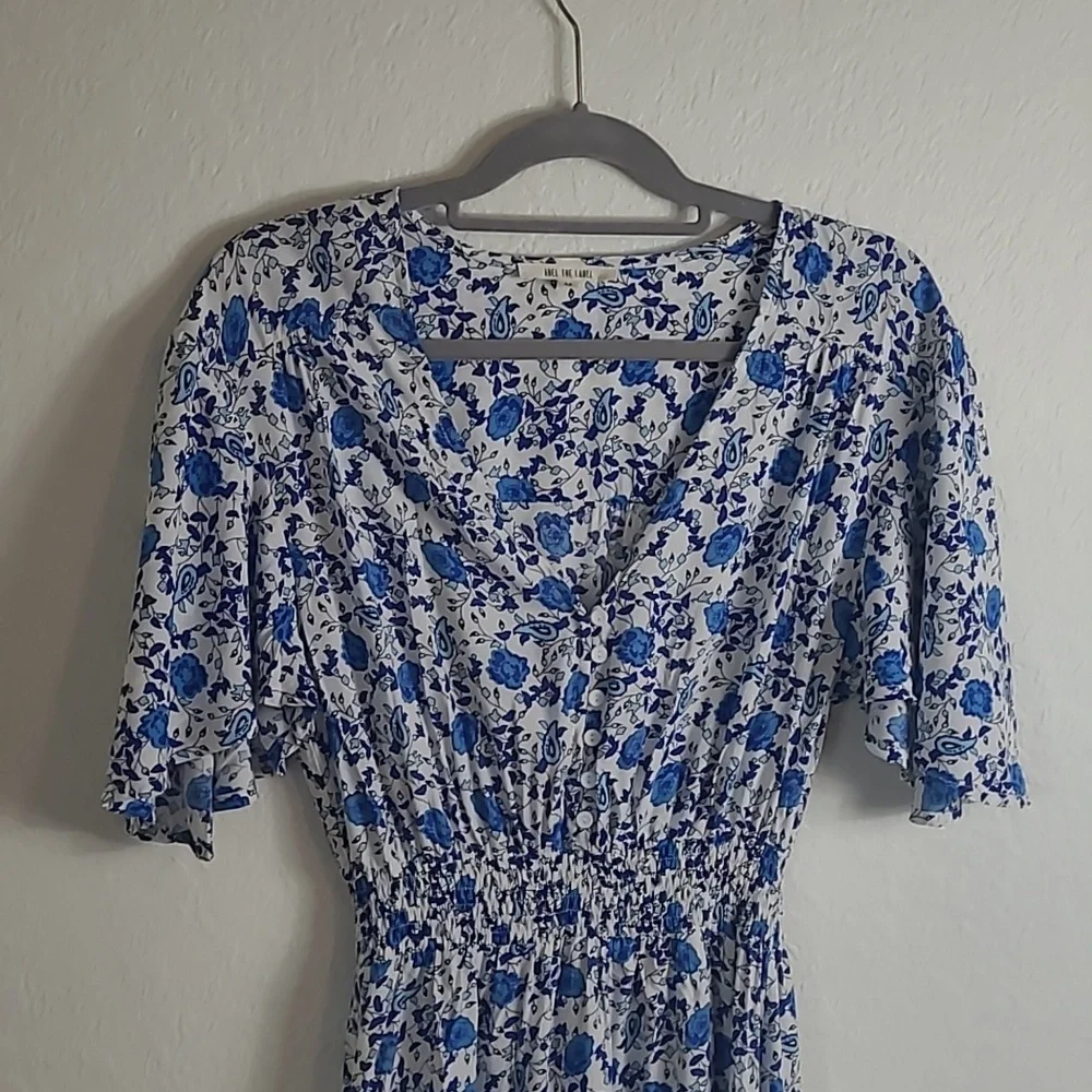 Abel the Label Wild Bloom Tiered Flowy Boho Floral Maxi Blue Floral Size M - Picture 2 of 9